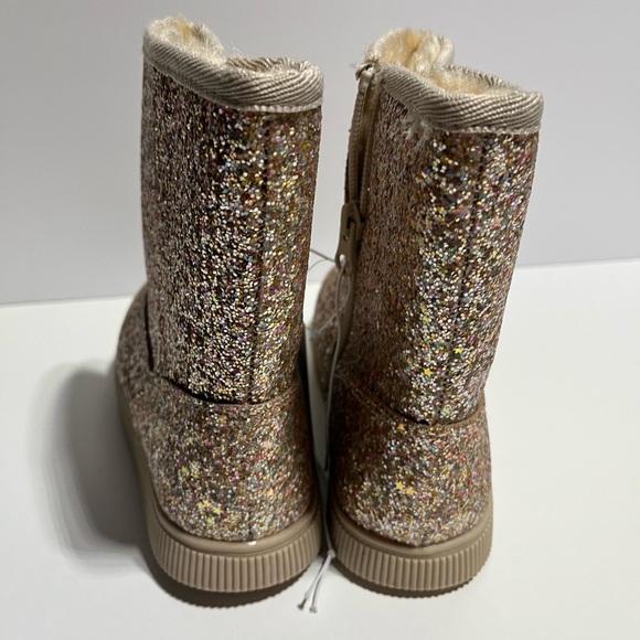 NEW Girls Gold and rose gold Glitter Boots with Faux Fur interior size 2 - Picture 6 of 11